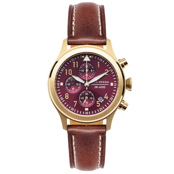 Jack Mason Women's Burgandy Aviator Chronograph Watch - JM-A202-003