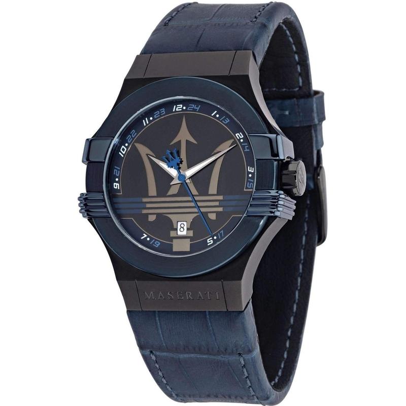 Maserati Potenza Men's Navy Leather Watch - R8851108007-The Watch Factory Australia