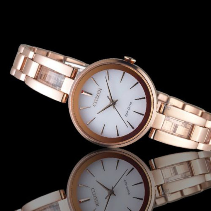 Citizen Ladies Dress Eco-Drive Rose Gold Stainless Steel Watch - EM0639-81A