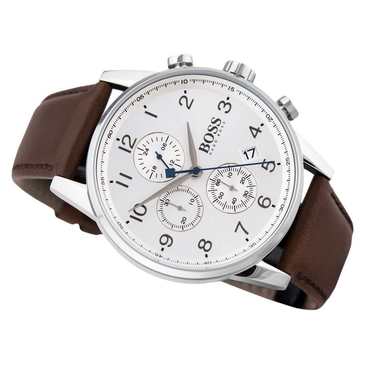 Hugo Boss Navigator Brown Leather Chronograph Men's Watch - 1513495