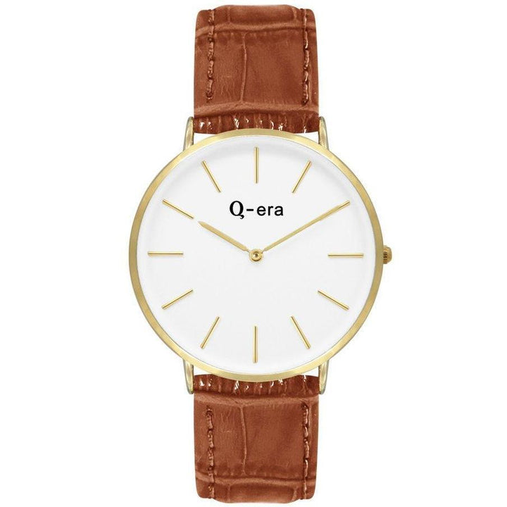 Q-era Brown Leather Women's Watch - QV2804-4