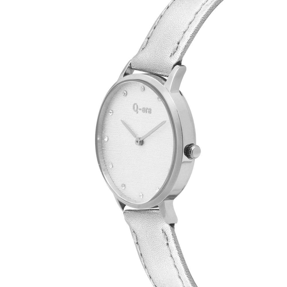 Q-era Metallic Silver Leather Women's Watch - QV2801-94