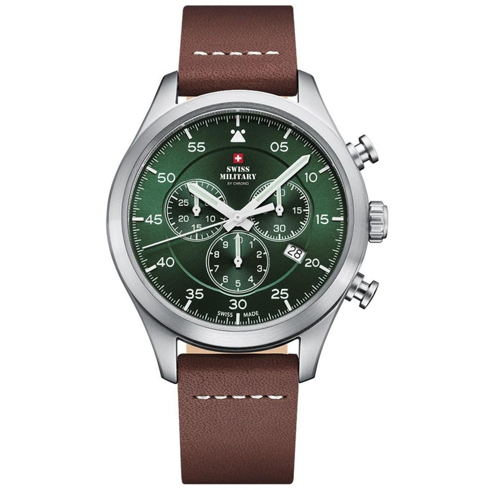 Swiss Military Brown Leather Chrono Men's Watch - SM34076.07