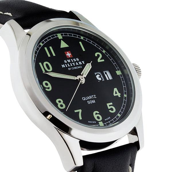 Swiss Military Men's Leather Luminous Watch - SM34004.09